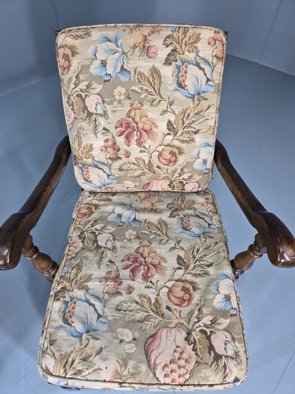 2 Ercol Cloister Lounge Chairs Dark Elm Frame Floral Upholstery 70s EB10987 VCAR17