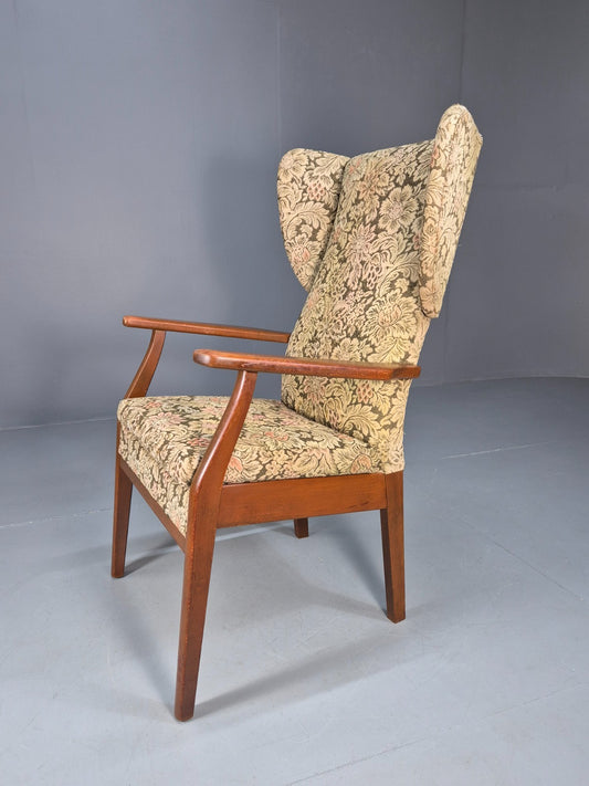 Vintage Parker Knoll Wingback Armchair 1960s Floral Print Retro EB10426 MNOR1
