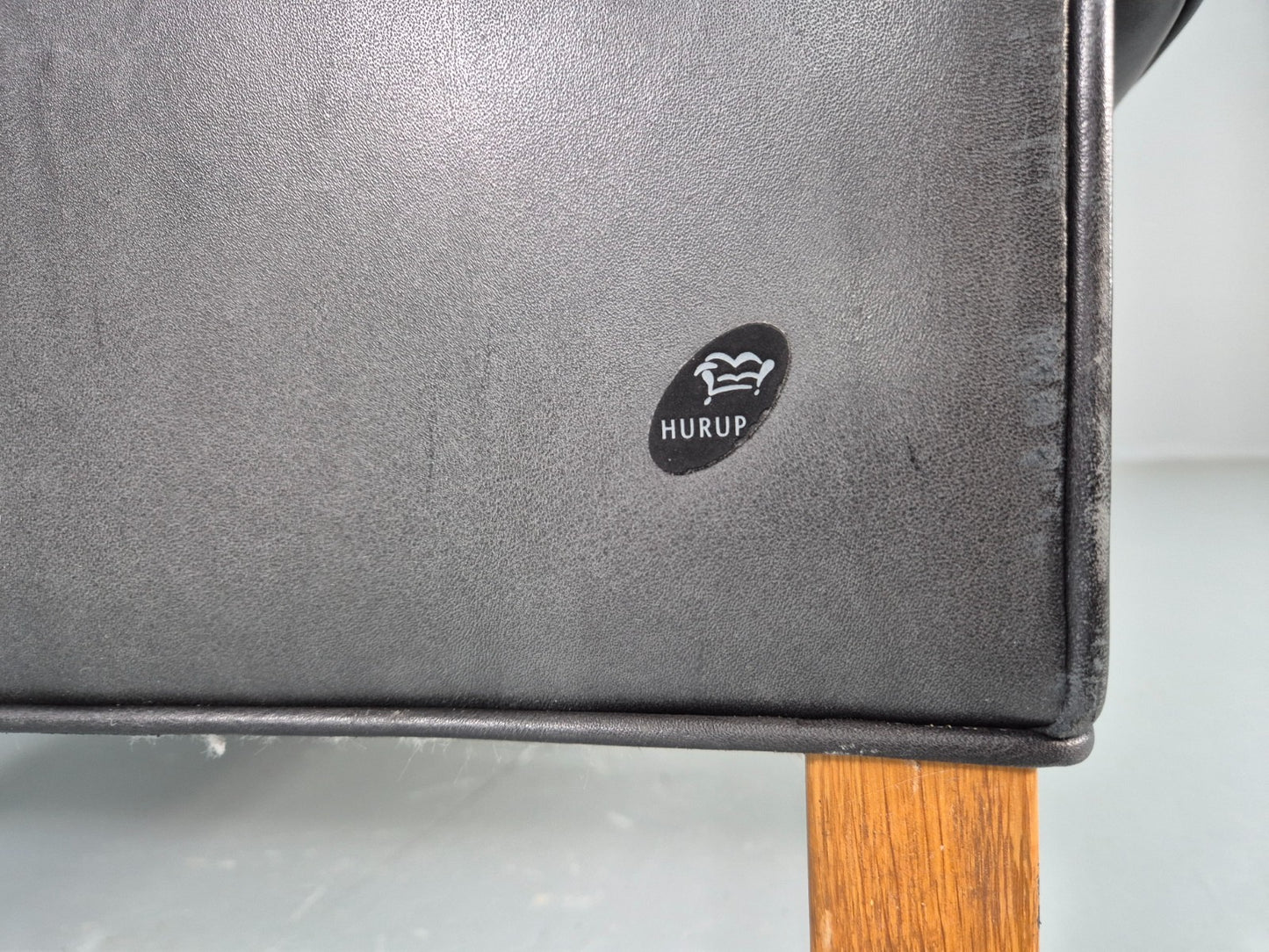 Vintage 3 Seat Sofa Black Leather Danish Hurup Mid Century Retro EB10475 M3SS15