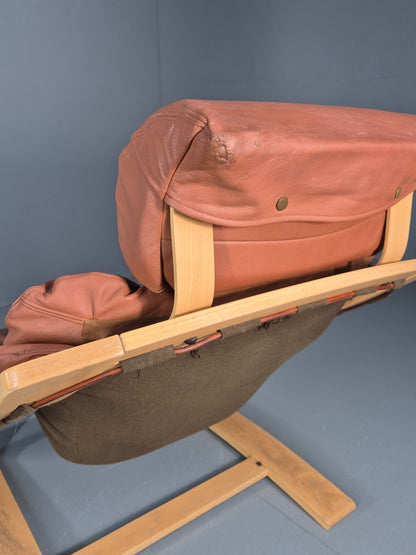 Vintage Leather Lounge Chair Mid Century Kroken Aki Fribyter Retro EB11309 MBEN23