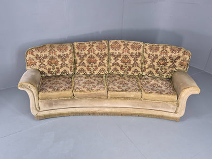 Vintage 4 Seater Sofa 1970s Retro Curved Green Velour EB11780 M4SS5