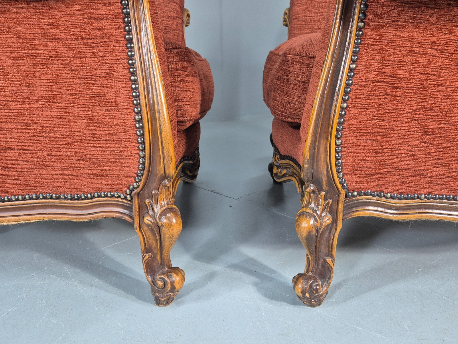 2 Vintage French Rococo Style Lounge Chairs Quality Reproduction  EB11659 VCLO16