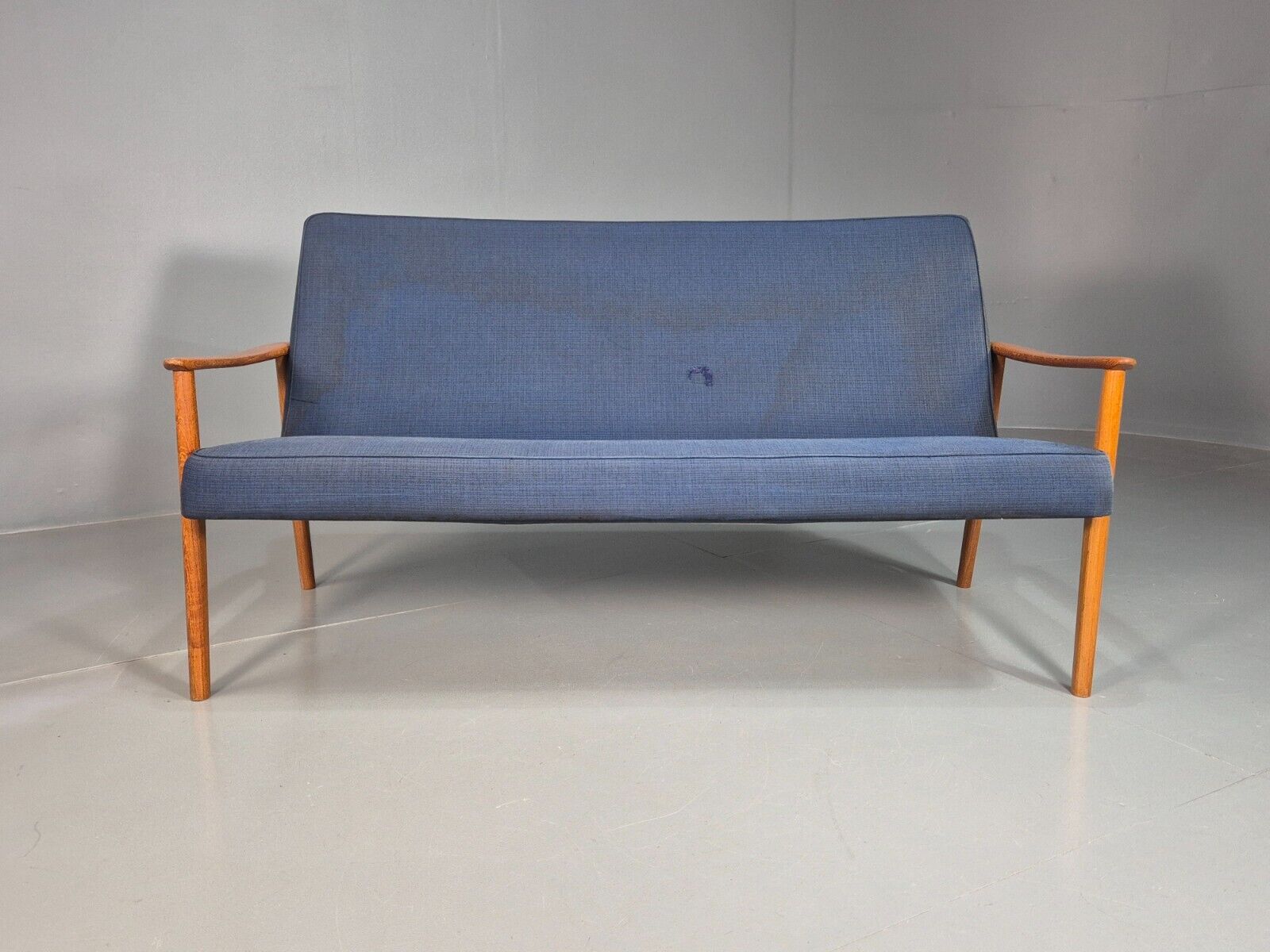 Vintage Swedish 2 Seat Sofa Blue Teak Frame 1960s Retro MCM EB7752 M3SS - UKDK FURNITURE