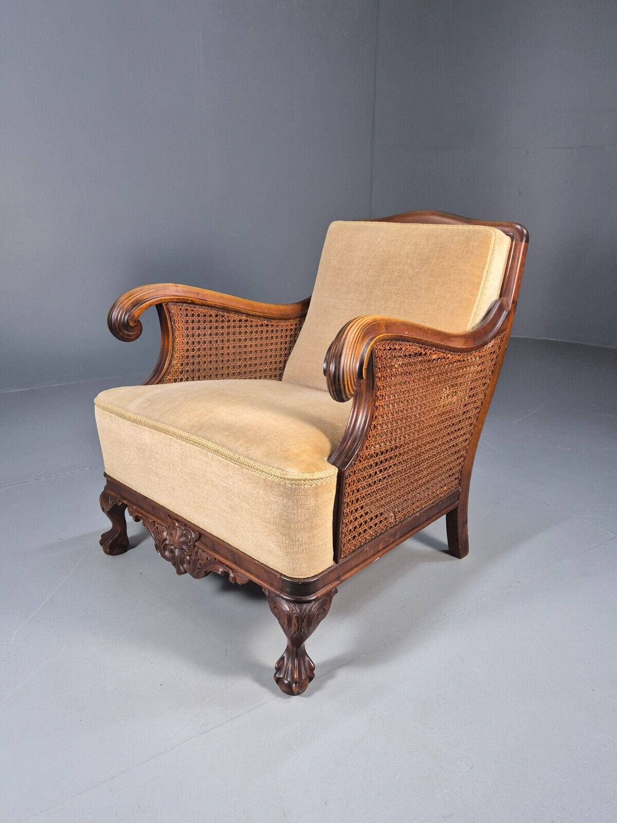 Antique Danish Lounge Chair Bergere Sides Ball and Claw Legs 1920s EB8972 VCLO - UKDK FURNITURE