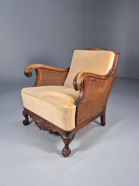Antique Danish Lounge Chair Bergere Sides Ball and Claw Legs 1920s EB8972 VCLO - UKDK FURNITURE