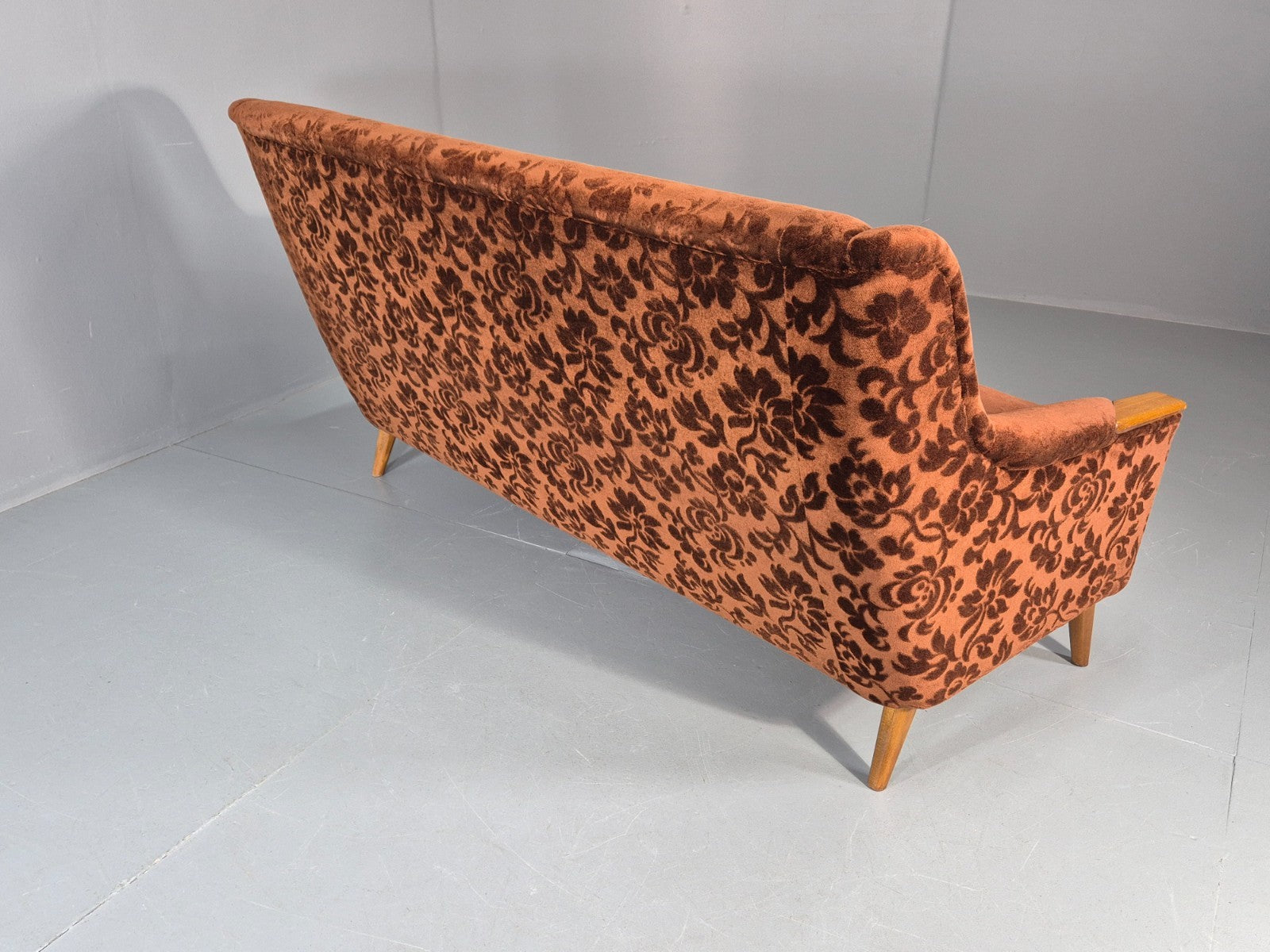 Vintage Three Seater Sofa Lani Sweden 1960s Retro Brown Floral MCM EB11080 M3SS16