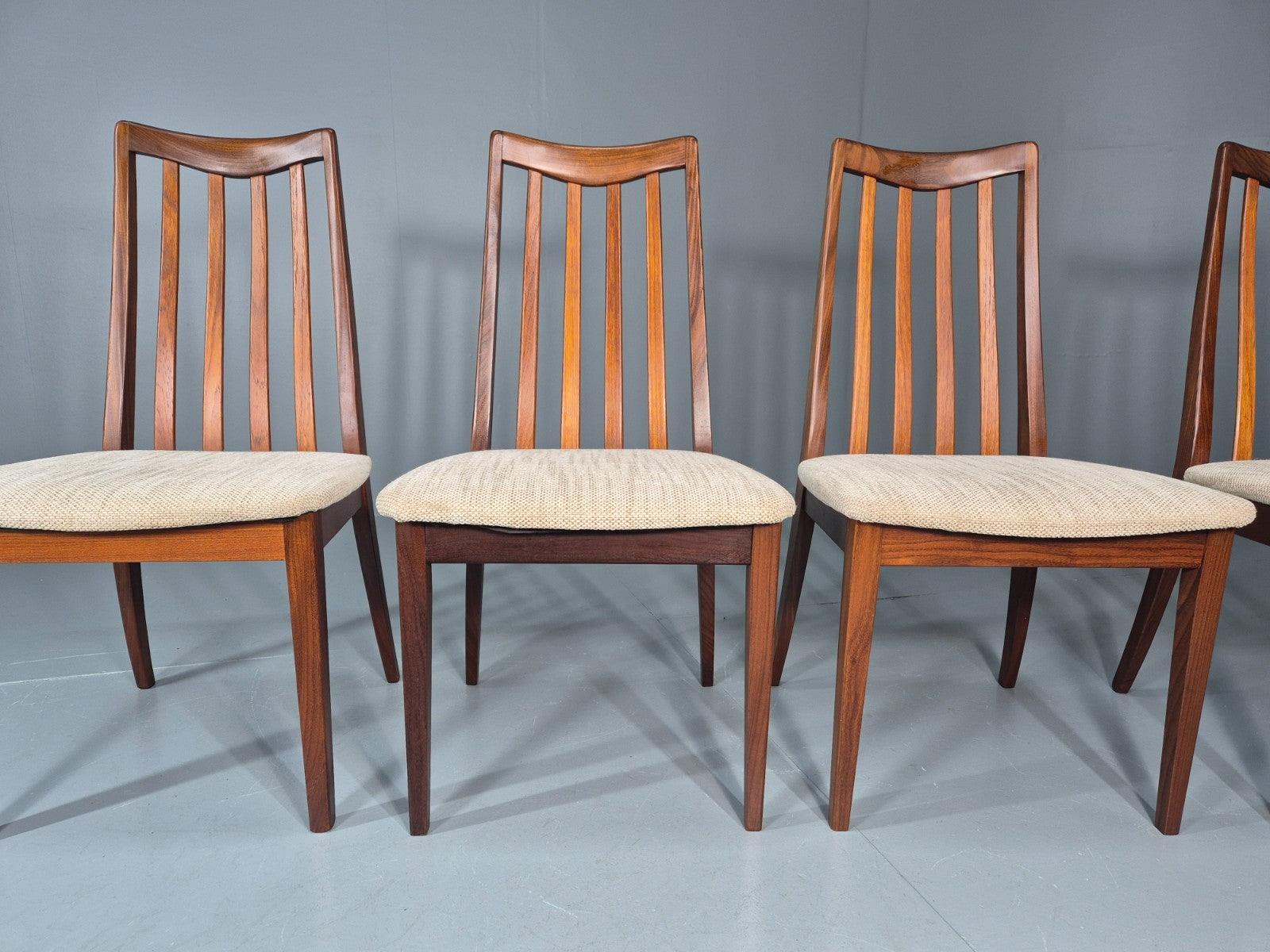 4 Vintage G Plan Ffresco Dining Chars Teak Cream Seats 1970s Retro EB11591 MDIN2