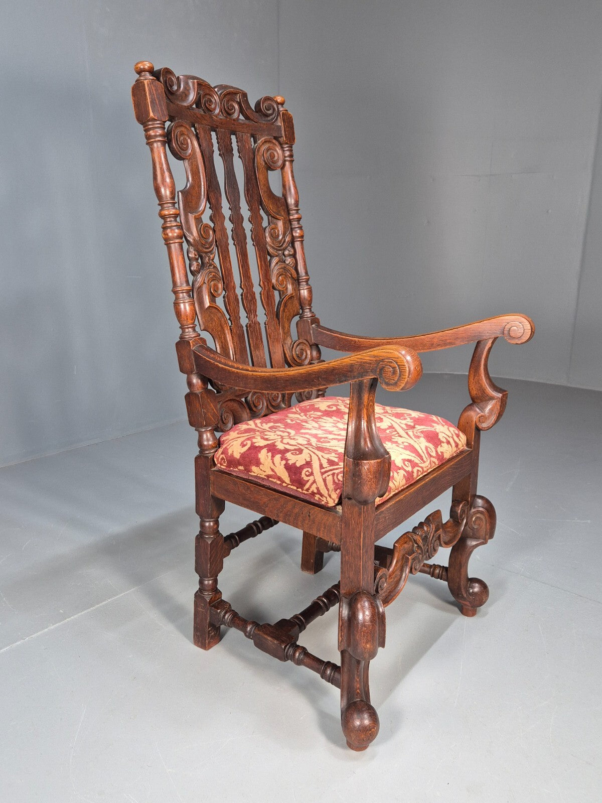 Vintage Antique Carver Chair Baroque Carved Oak Osborne 1890s EB9167 VCAR - UKDK FURNITURE