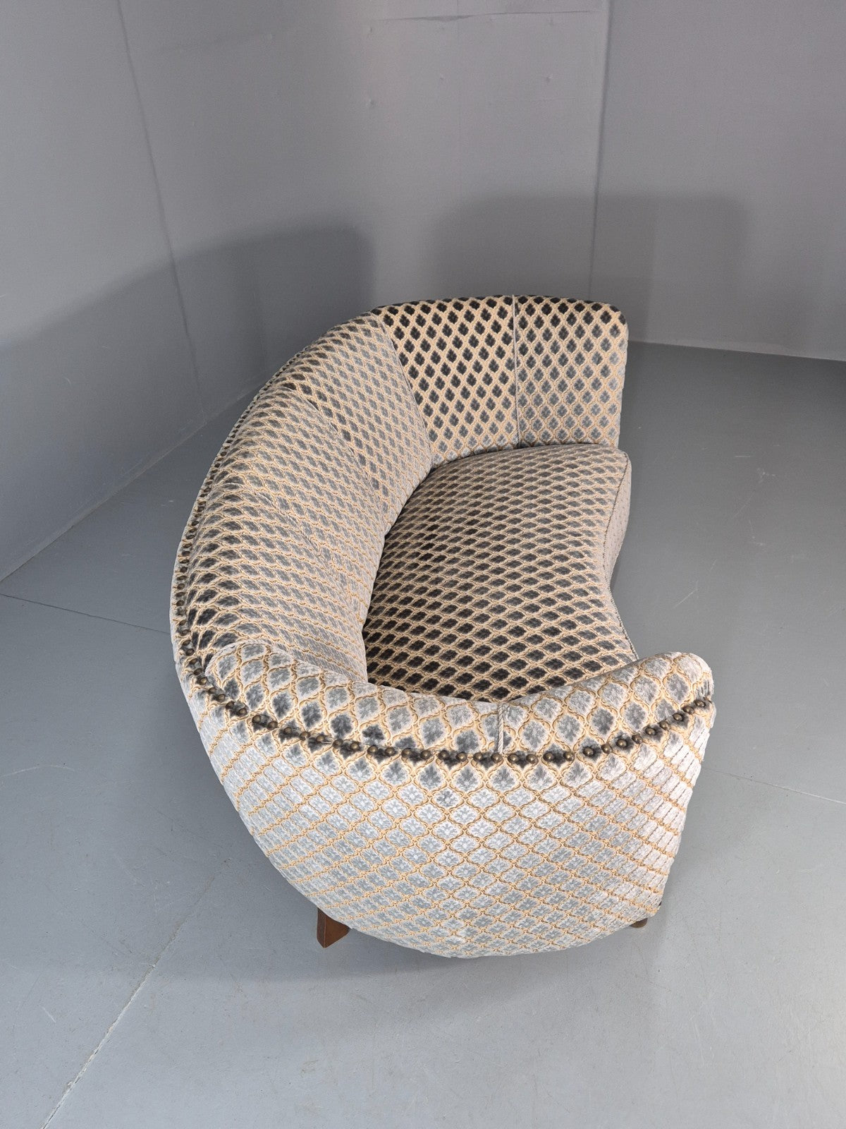 Vintage Three Seater Danish Banana Sofa 1930s Art Deco Cut Cotton EB10782 V3SS11