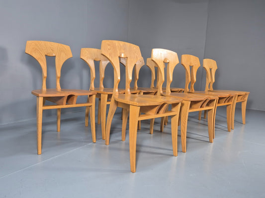 8 Modern Design Dining Chairs Blonde Oak Craftsperson Bespoke Build EB10928 MDIN0