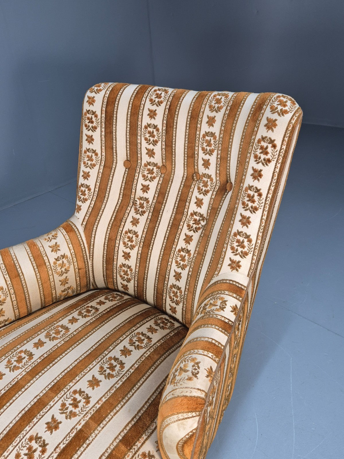 Retro Tub Lounge Chair Vintage Denmark 1960s Orange and Cream  EB10735 VCLO13