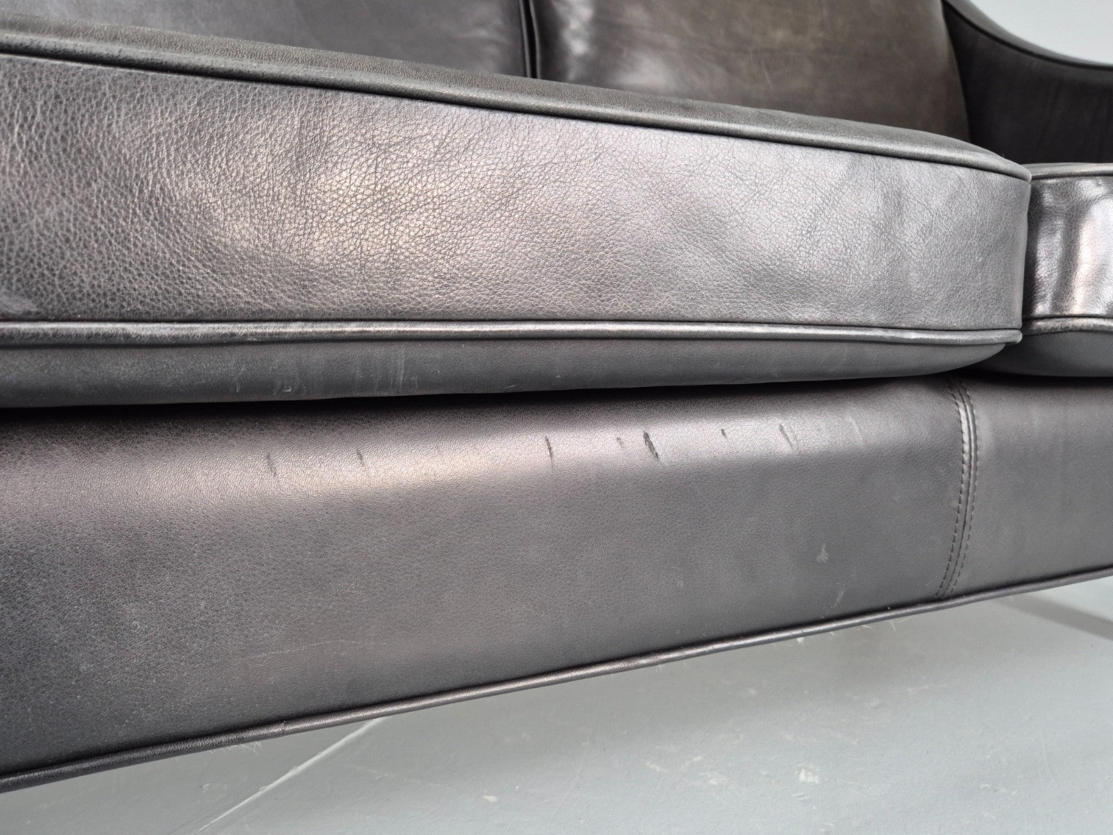 Vintage 3 Seat Sofa Black Leather Danish Hurup Mid Century Retro EB10475 M3SS10