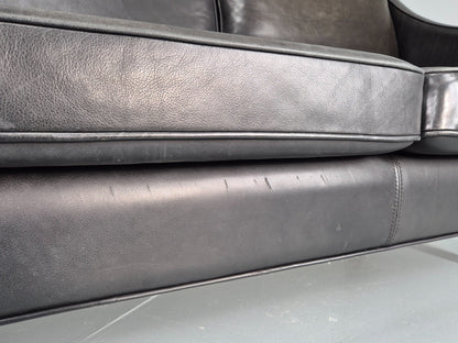 Vintage 3 Seat Sofa Black Leather Danish Hurup Mid Century Retro EB10475 M3SS10