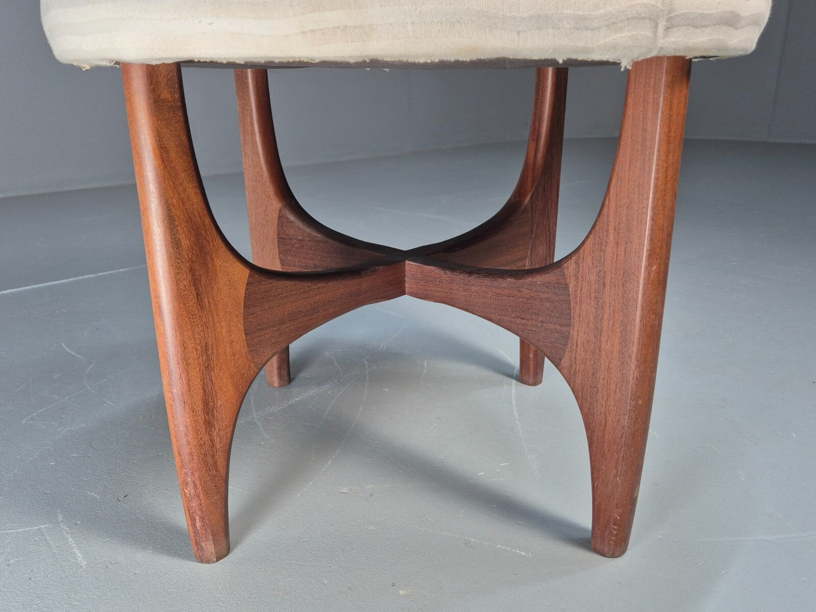 Vintage G plan Dressing Table Stool Teak Astro Base White Cotton EB9750 MFOO - UKDK FURNITURE