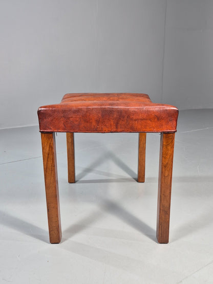 1950s Danish Leather Footstool Mid Century Kaare Klint Style  EB10995 MFOO4