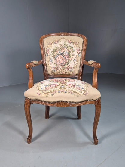 Vintage Danish Lounge Chair Fauteuil Floral Tapestry Hardwood Retro EB8083 VCAR - UKDK FURNITURE