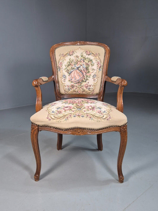 Vintage Danish Lounge Chair Fauteuil Floral Tapestry Hardwood Retro EB8083 VCAR - UKDK FURNITURE