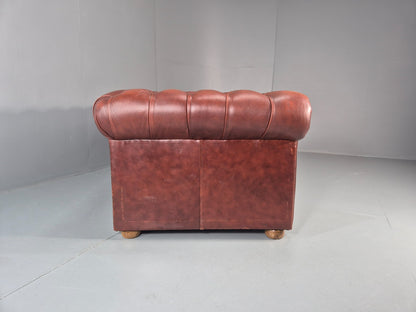 3 Seater Chesterfield Sofa Red Leather Studded Vintage EB11028 VCHE14