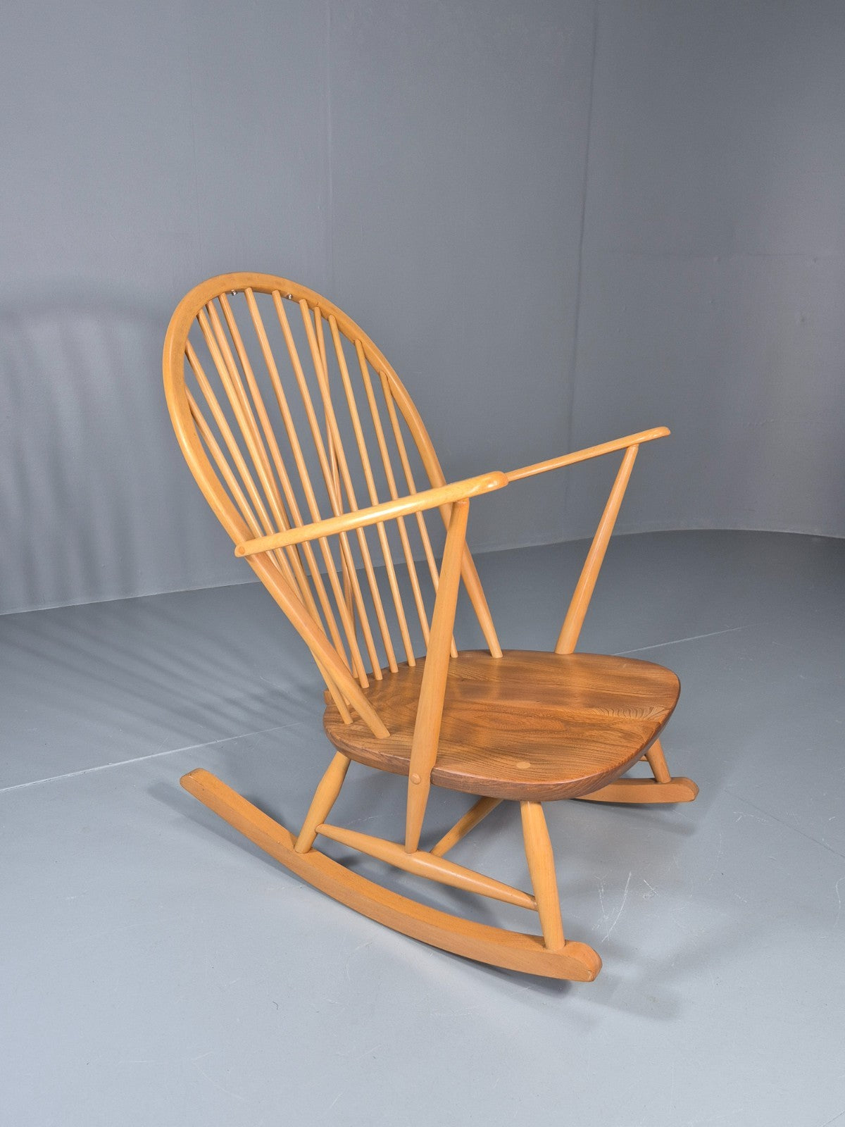 Vintage Ercol Rocking Chair Model 315 Grandfather Chair Blonde Wood EB11273 MNOR4