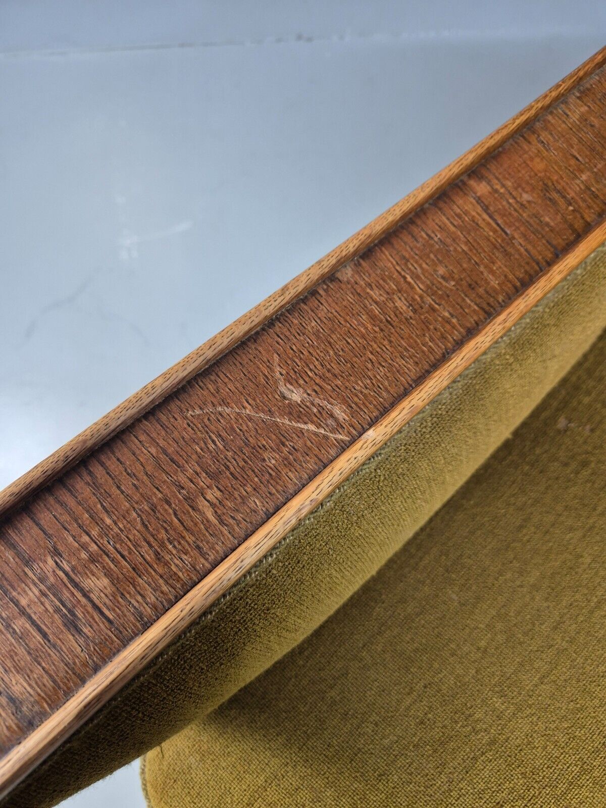 Art Deco Danish Oak Lounge Chair Green Wool 1940s Retro EB9047 VCLO - UKDK FURNITURE