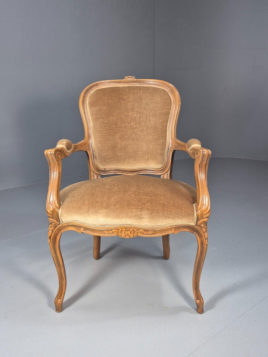 Vintage Danish Lounge Chair Gold Velour Antique French Style EB8993 VCLO - UKDK FURNITURE