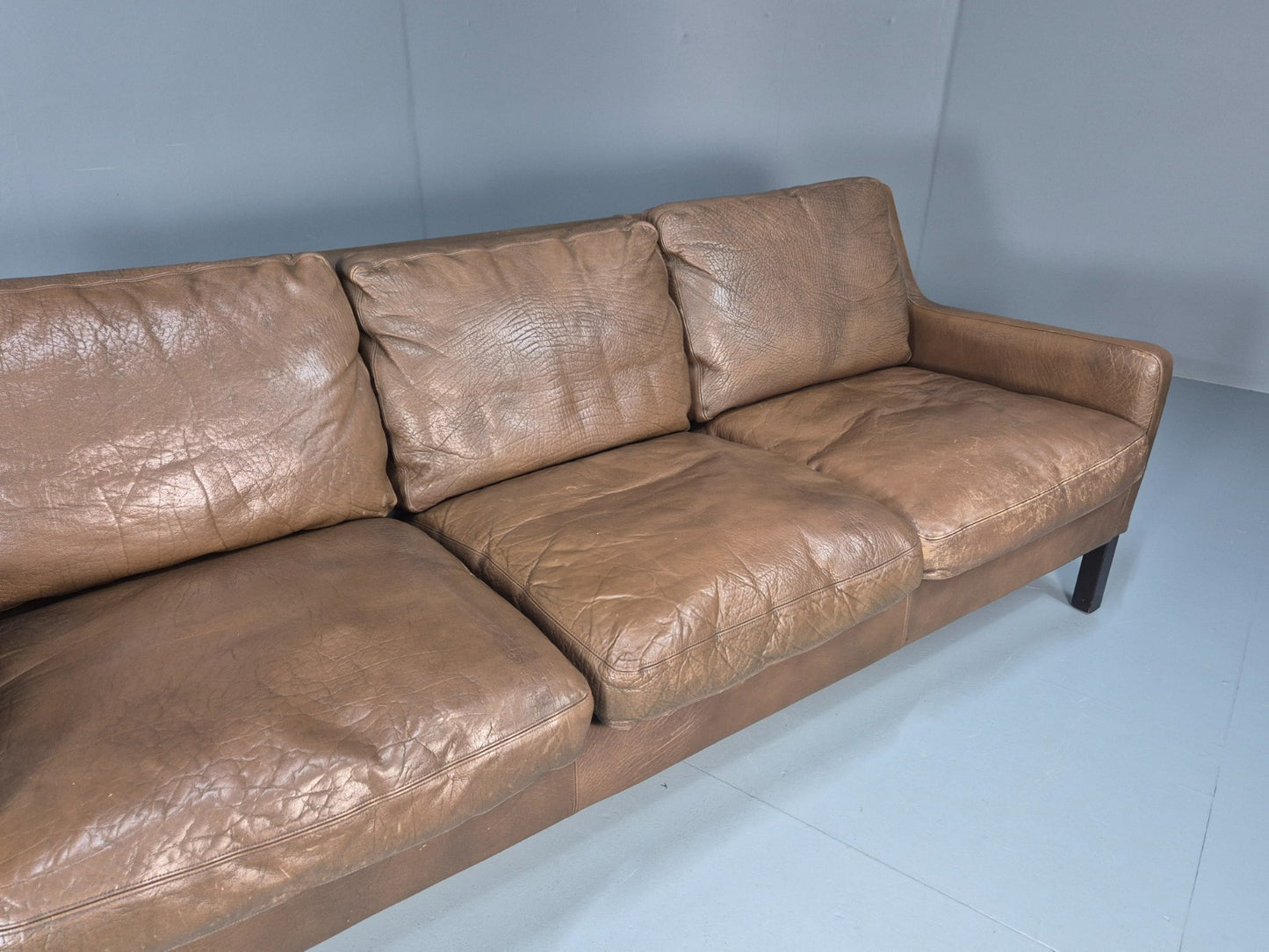 1970s Three Seater Danish Settee Vintage Mogensen Style Leather MCM EB10634 M3SS3