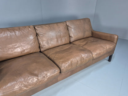 1970s Three Seater Danish Settee Vintage Mogensen Style Leather MCM EB10634 M3SS3