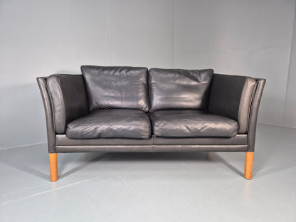 Vintage Danish Two Seater Leather Sofa Quality Feather Filled Retro EB11635 M2SS4