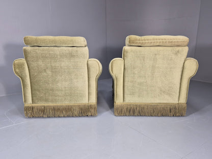2 Retro 1970s Lounge Chairs Green Velour Vintage Danish Design EB10749 VCLO13