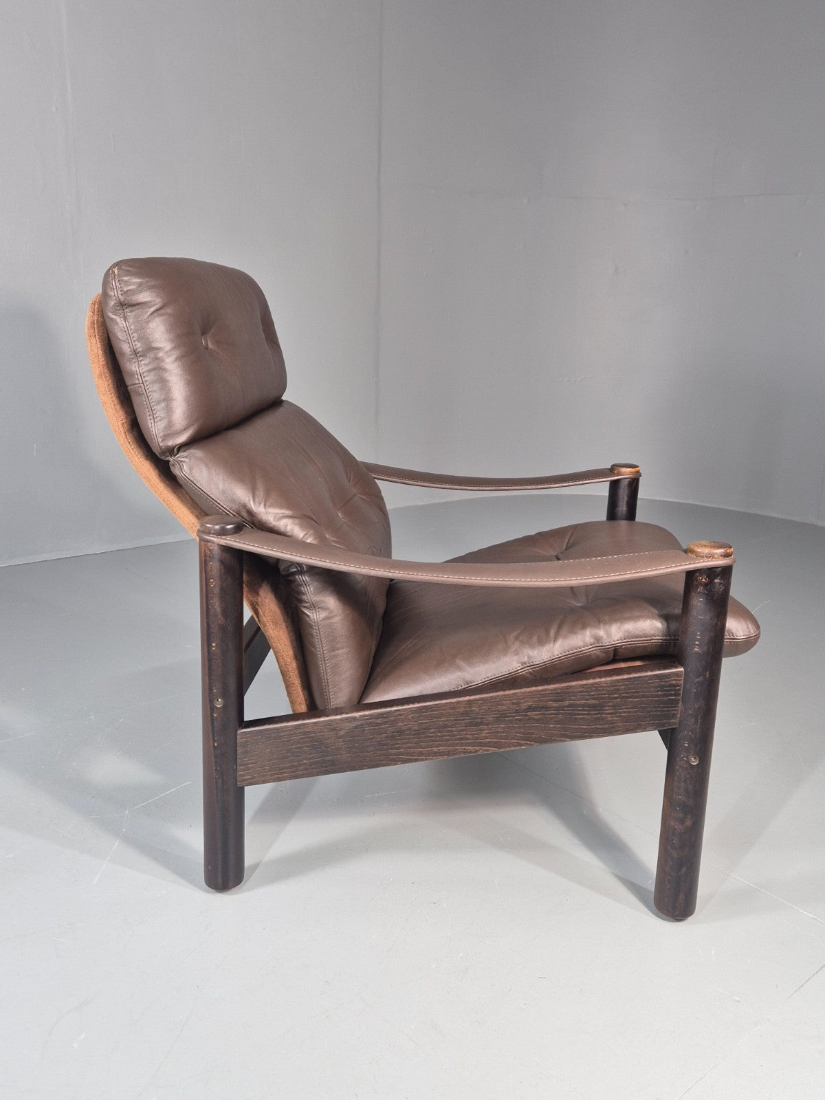 Vintage Leather Lounge Chair Gehl and Nissen Jeki Mid Century Retro EB11480 MNOR7