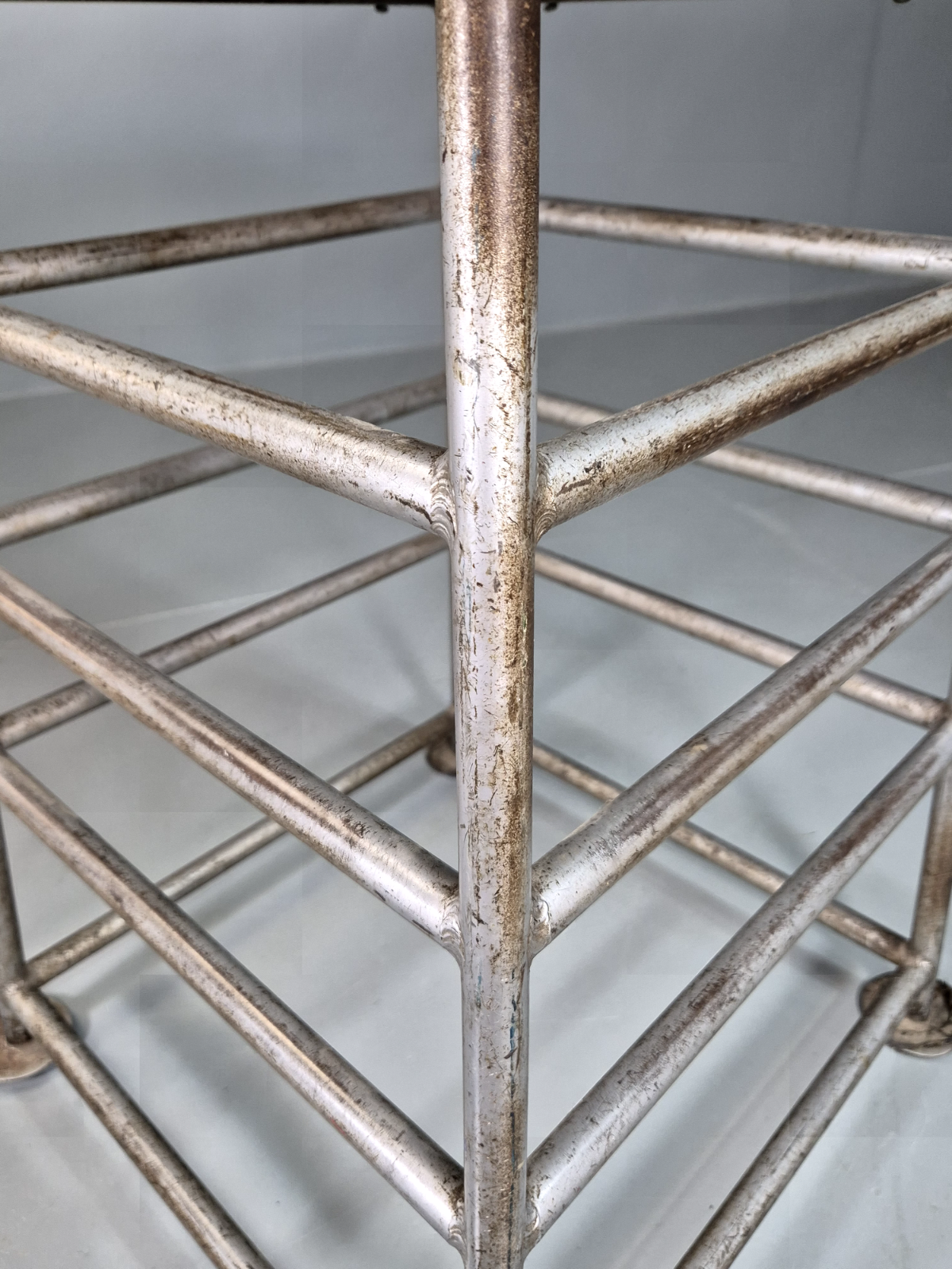 Vintage Gym High Stool Steel and Suede Pommel Mid 20th C EB7377 MFOO8