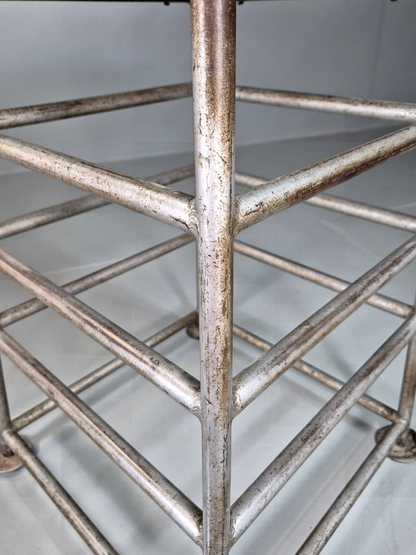 Vintage Gym High Stool Steel and Suede Pommel Mid 20th C EB7377 MFOO8