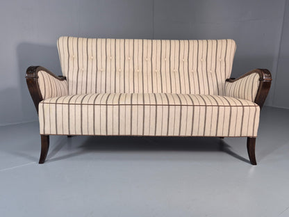 1950s Three Seater Settee Vintage Danish Cream and Grey Retro Deco EB11351 V3SS7
