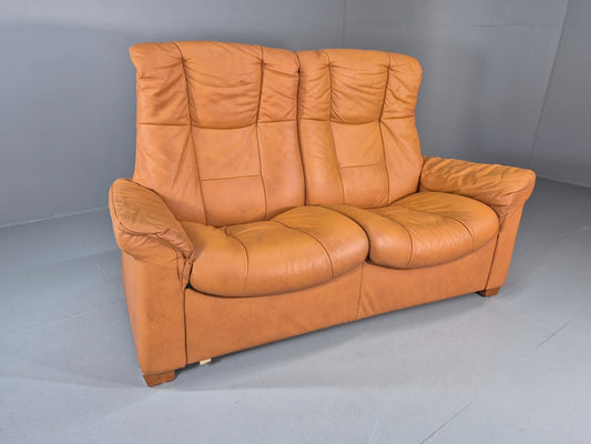 Two Seater Settee Ekornes Stressless Tan Leather Recline Retro  EB10926 M2SS0