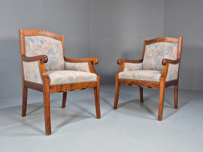2 Vintage Danish Empire Lounge Chairs Blue Ash Frame 1920s EB9644 VCLO - UKDK FURNITURE