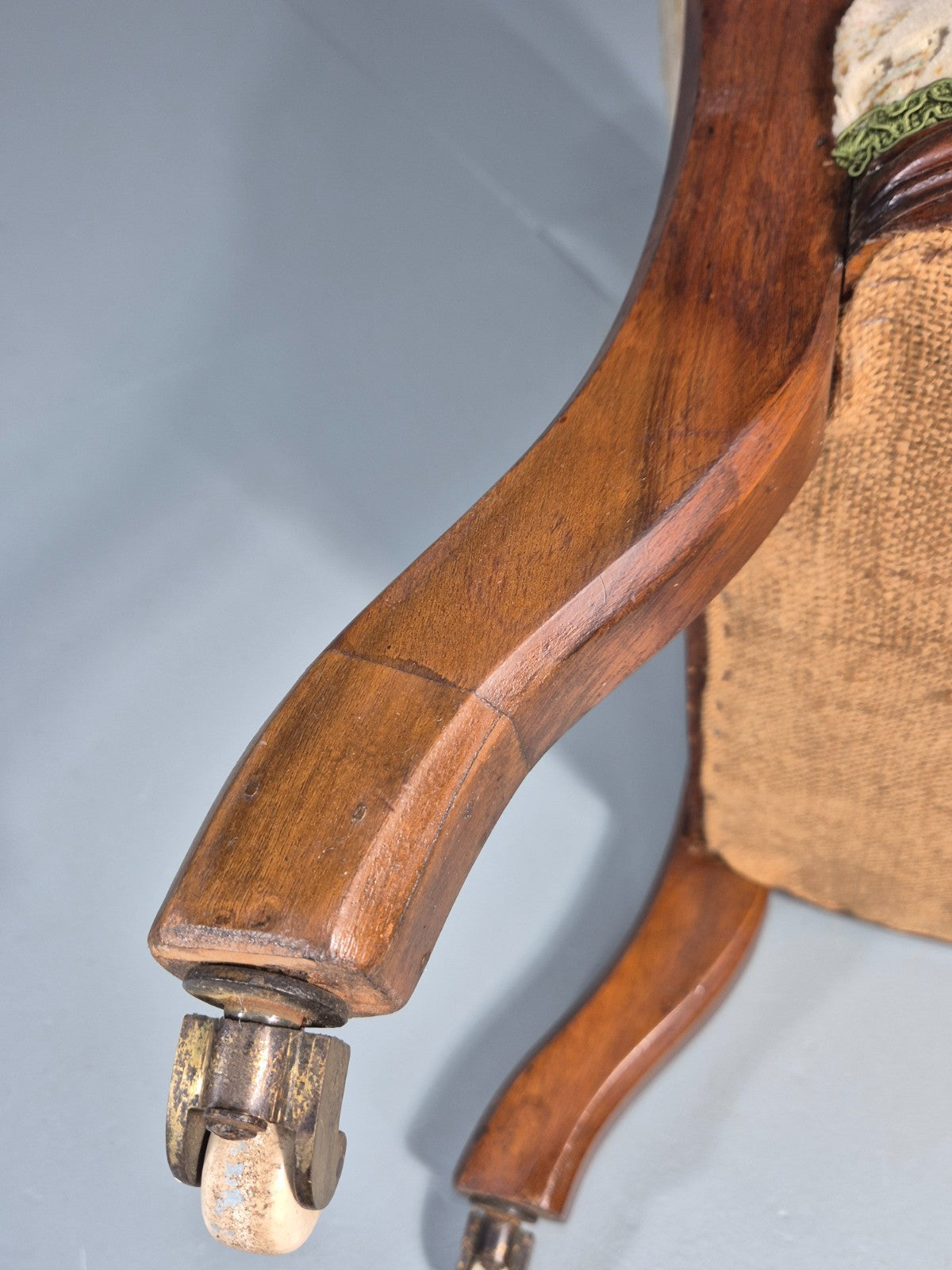 Antique Mahogany Nursing Chair Floral Upholstery 1880s Victorian EB11175 VCLO14