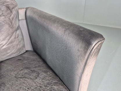 Vintage Mogens Hansen 2.5 Seat Settee Grey Leather 1980s Retro EB11645 M3SS9