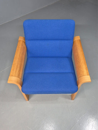 Vintage Danish Lounge Chair Blue Bentwood Magnus Olesen Retro 1970s EB8285 MNOR - UKDK FURNITURE