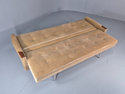 Vintage Sofa Bed Mid Century Denmark Teak Paws  Velour Retro 1960s EB11391 M4SS9