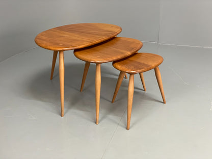 Ercol Pebble Nesting Tables Blonde Elm 1960s Mid Century Side Table EB11689 MWOO0
