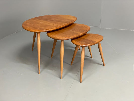 Ercol Pebble Nesting Tables Blonde Elm 1960s Mid Century Side Table EB11689 MWOO0
