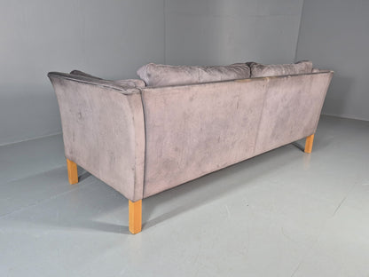 Vintage Mogens Hansen 2.5 Seat Settee Grey Leather 1980s Retro EB11645 M3SS22