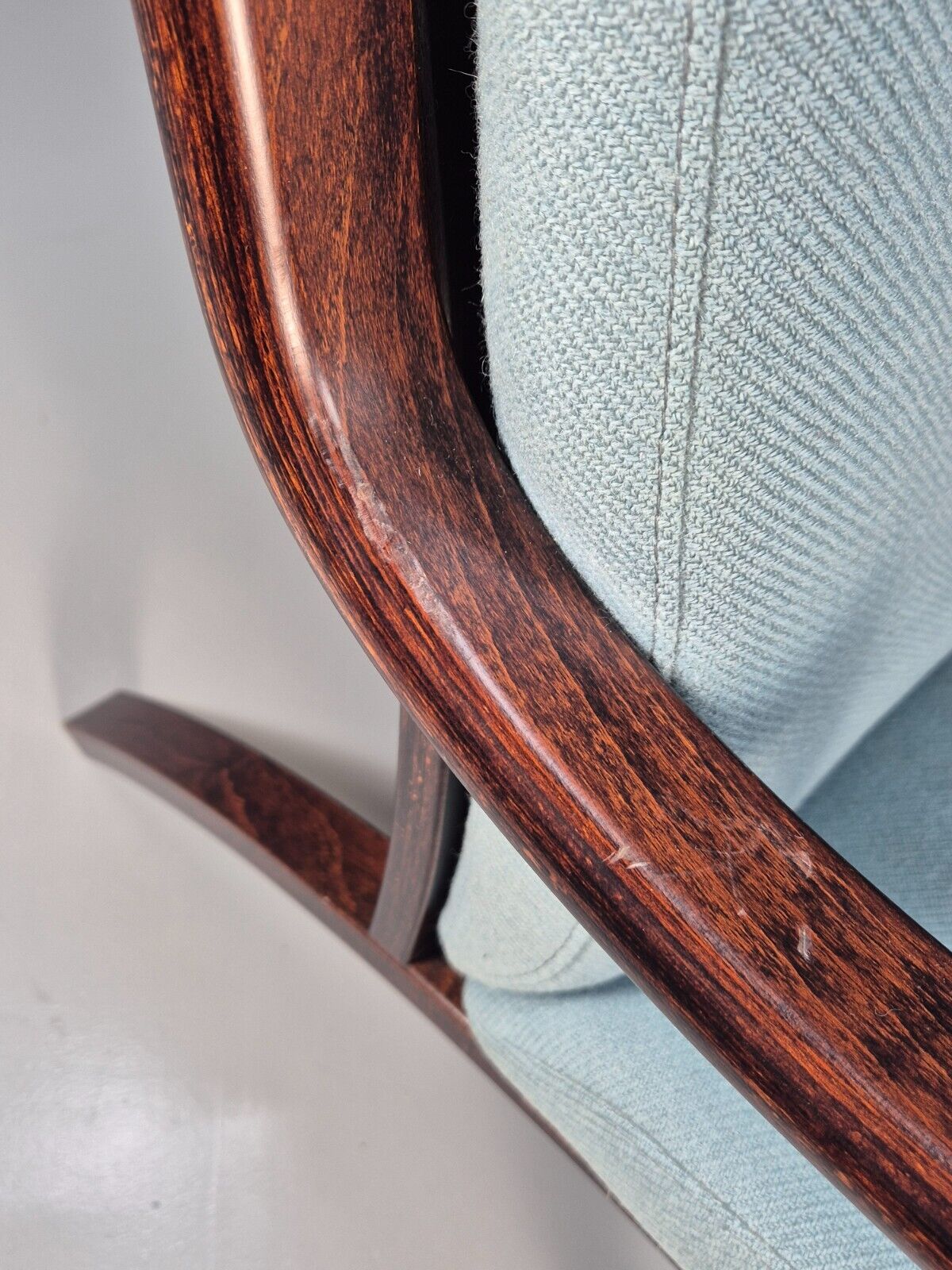 Vintage Danish Lounge Chair Blue Wool Bentwood Stouby 1980s Retro EB8849 NCLO - UKDK FURNITURE