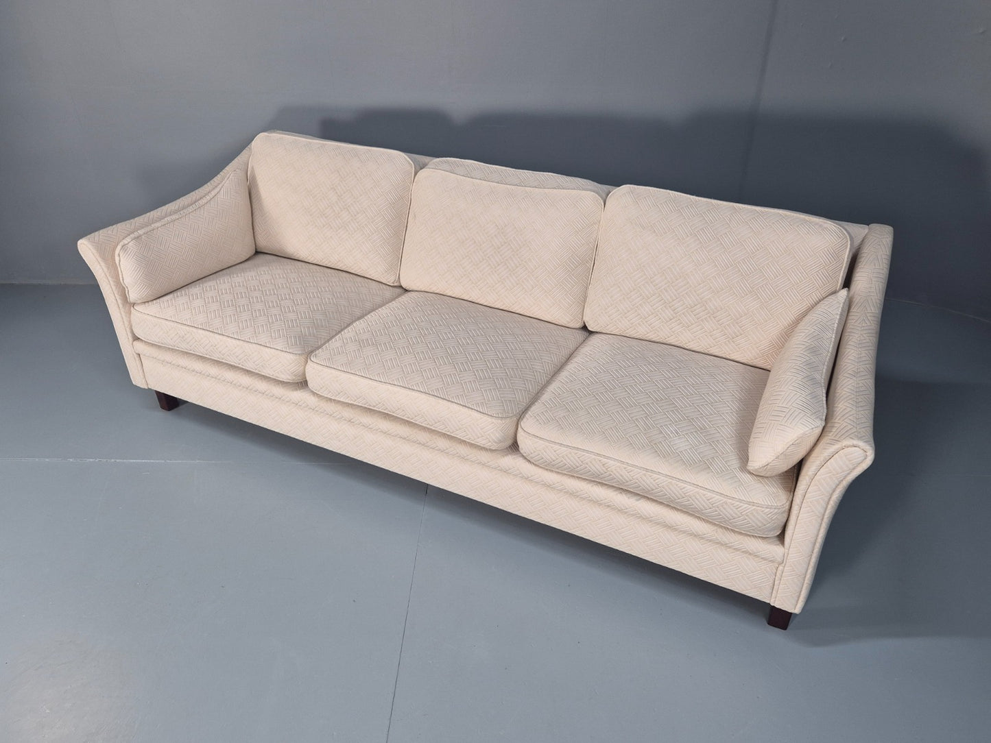 Vintage 3 Seater Sofa Retro Danish Cream Patterned Fabric EB10520 M2SS6