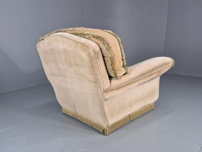 Vintage 1960s Luxury Lounge Chair Green Velour Floral Seat Retro  EB11779 MNOR8
