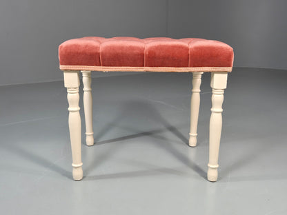 1970s Retro Dressing Table Stool Pink Velour Rococo Styled Kitsch EB11963 VWOO1
