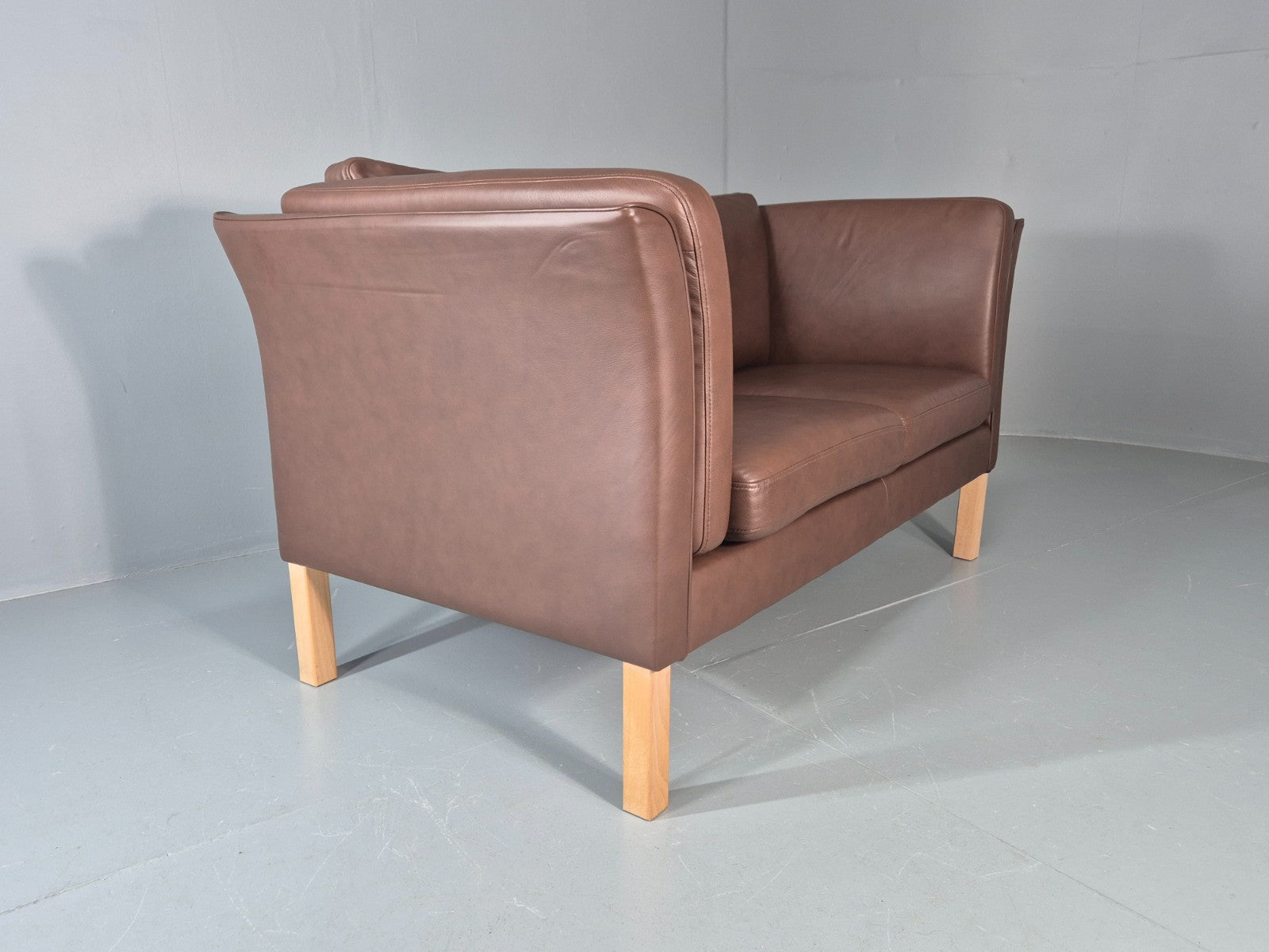 Vintage 2 Seater Settee Brown Leather Danish 1980s Retro Hurup EB11630 M2SS10