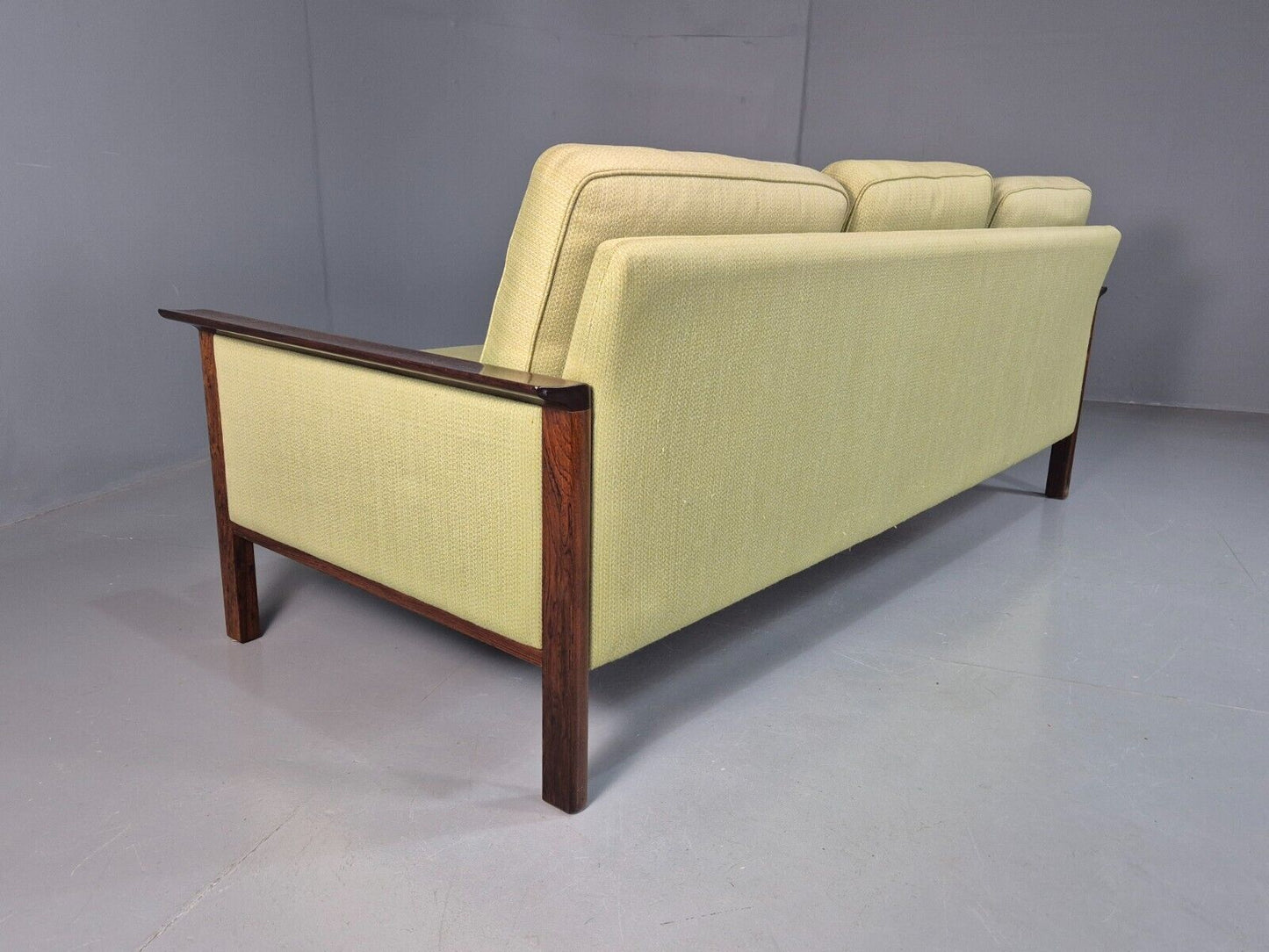 Vintage Midcentury Danish Three Seat Green Sofa Rosewood EB7741 M3SS - UKDK FURNITURE