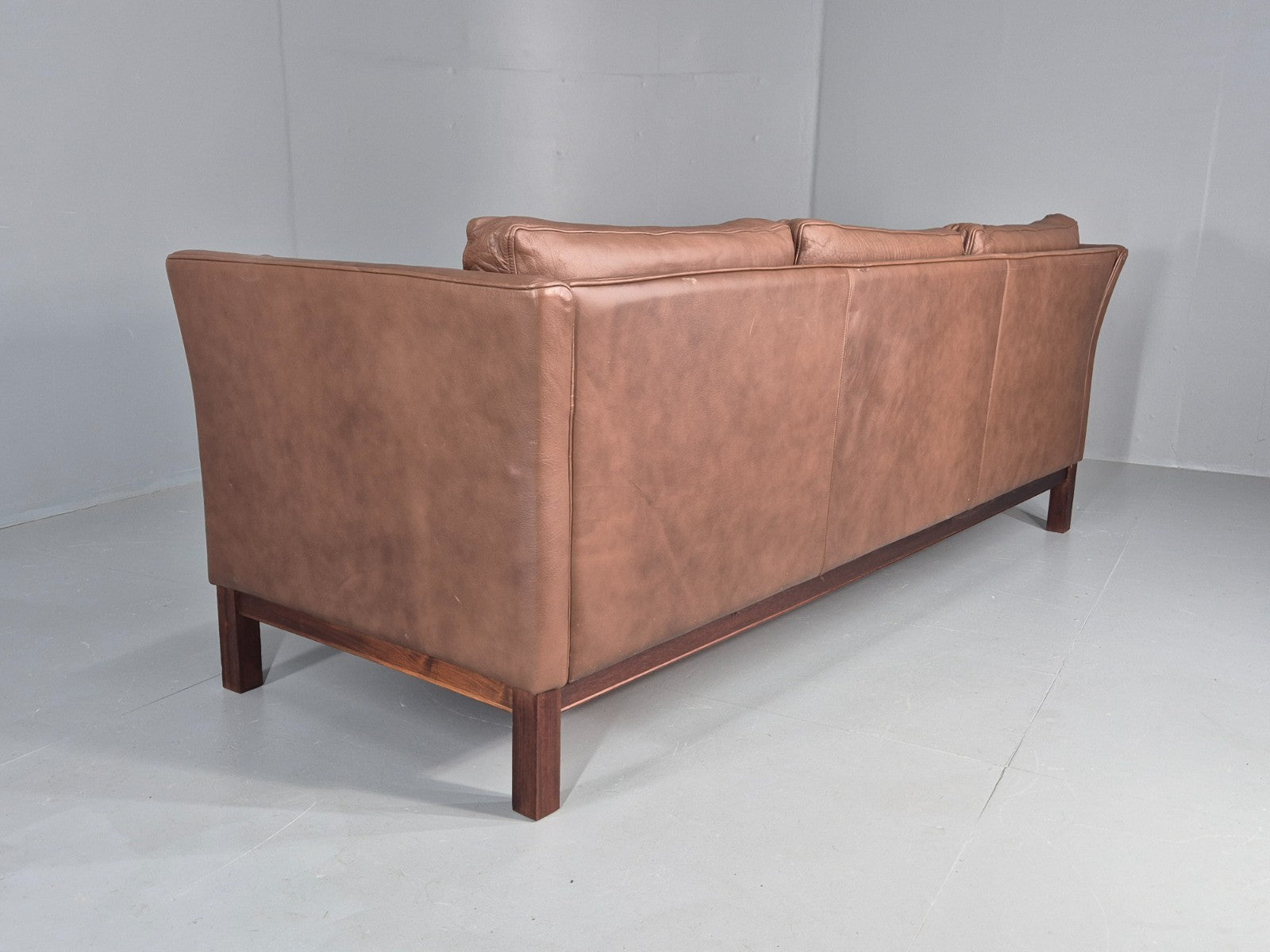 Vintage Danish 3 Seater Sofa Danish Brown Leather 1970s Retro MCM  EB10486 M3SS19