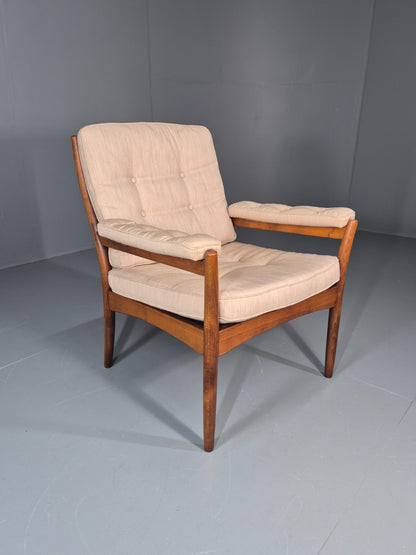 Vintage Gotte Lounge Chair 1970s Swedish Cream Cloth Retro MCM EB11332 MNOR7